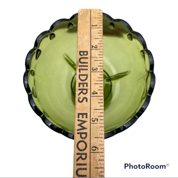 Vintage Indiana Glass Scalloped Teardrop Compote- GREEN - Picture 7 of 7